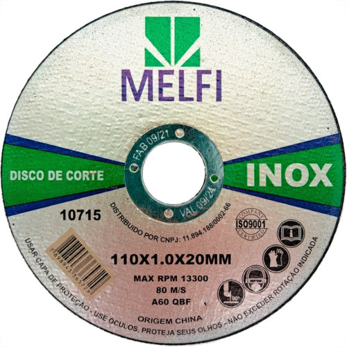Disco Aco Inox Melfi 110Mmx1,0Mmx20Mm - 10715 Disco Aco Inox Melfi 110Mmx1,0Mmx20Mm - 10715
