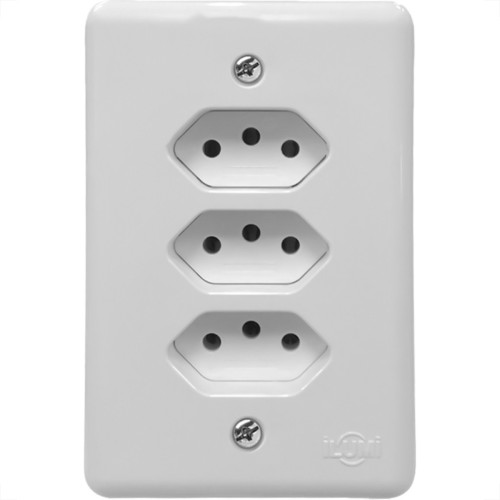 Conjunto Ilumi Stylus Branco Com Placa 3 Tomadas 2P+T. 20A. - 201211 Monobloco
