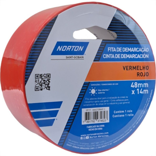 Fita Demarcacao Solo Norton Vermelha 48Mm X 14M Fita Demarcacao Solo Norton Vermelha 48Mm X 14M