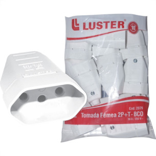 Pino Femea Luster 2 Polos+Terra 10A. Branco 2079 . / Kit C/ 10 Peca