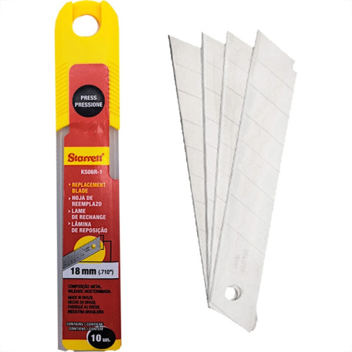 Lamina Estilete Larga Starrett 18Mm Com 10 Pecas Ks06R Lamina Estilete Larga Starrett 18Mm Com 10 Pecas Ks06R
