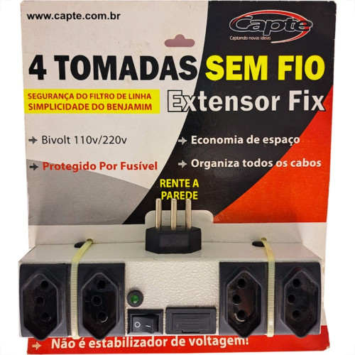 Filtro Linha Capte 4 Tomadas 2P+T Sem Fio Bivolt Com Fusivel Interruptor E Led Indicador De Tensao. Filtro Linha Capte 4 Tomadas 2P+T Sem Fio Bivolt Com Fusivel Interruptor E Led Indicador De Tensao.