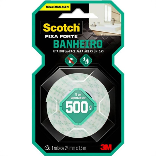 Fita Dupla Face 3M Fixa Forte Banheiro 24Mm X 1,5M - 500G Fita Dupla Face 3M Fixa Forte Banheiro 24Mm X 1,5M - 500G