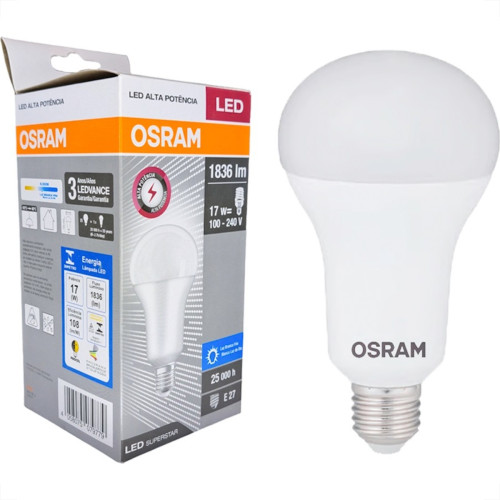 Lampada Led Alta Potencia Osram 17W. 1.836Lm E-27. Bivolt 6500K.