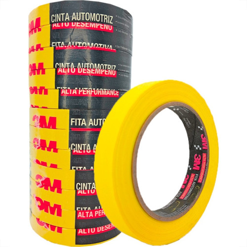 Fita Crepe 3M Alta Performance Amarela 18Mm X 40M Automotiva - Kit C/12 Rolos Fita Crepe 3M Alta Performance Amarela 18Mm X 40M Automotiva - Kit C/12 Rolos