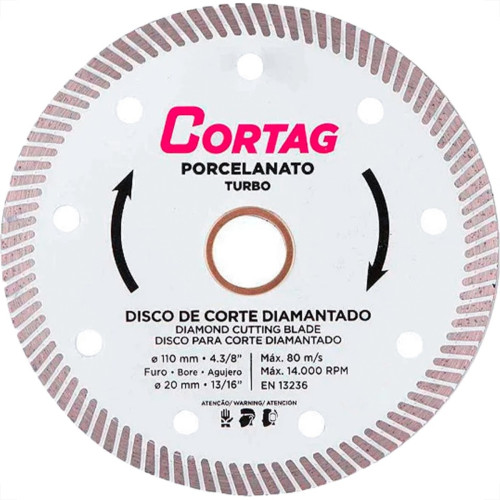Disco Diamantado Cortag Porcelanato Turbo 110Mm X 20Mm - 60863 Disco Diamantado Cortag Porcelanato Turbo 110Mm X 20Mm - 60863