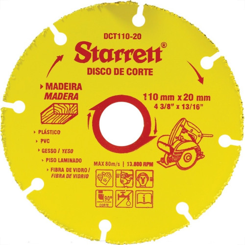 Disco Para Madeira Tungstenio Starrett Dct 110-20Mm
