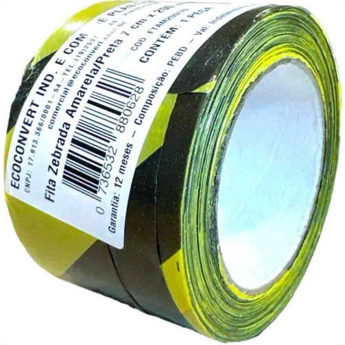 Fita Zebrada Para Sinalizacao Ecoconvert 7Cm X 200M - Kit C/10 Rolos Fita Zebrada Para Sinalizacao Ecoconvert 7Cm X 200M - Kit C/10 Rolos