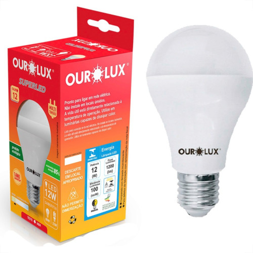 Lampada Led Bulbo Ourolux A60 - 12W. 3000K. Lampada Led Bulbo Ourolux A60 - 12W. 3000K.