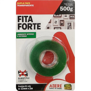 Fita Dupla Face Adere Forte Acrilica Transparente 19Mm X 2M