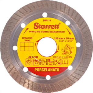 Disco Diamantado Starrett Turbo Porcelanato 110Mm X 20Mm - Fino 1,2Mm - Ddp110
