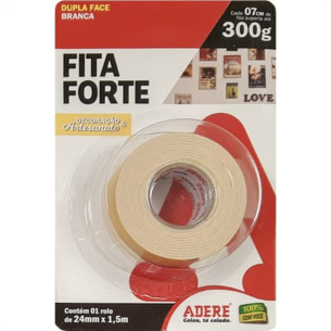 Fita Dupla Face Adere Forte Espuma Branca Decoracao E Artesanato 24Mm X 1,5M - 300G