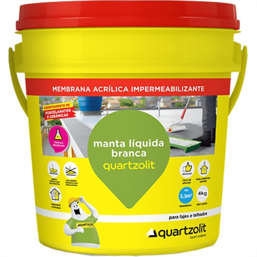 Impermeabilizante Quartzolit Manta Liquida Branco 4Kg Impermeabilizante Quartzolit Manta Liquida Branco 4Kg
