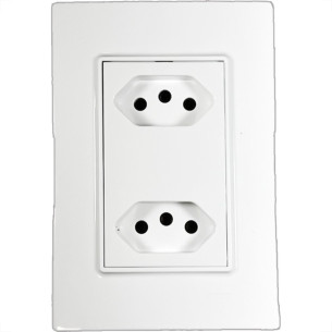 Conjunto Ilumi Vivaz Branco Com Placa 2 Tomadas 10A. - 78120 Monobloco