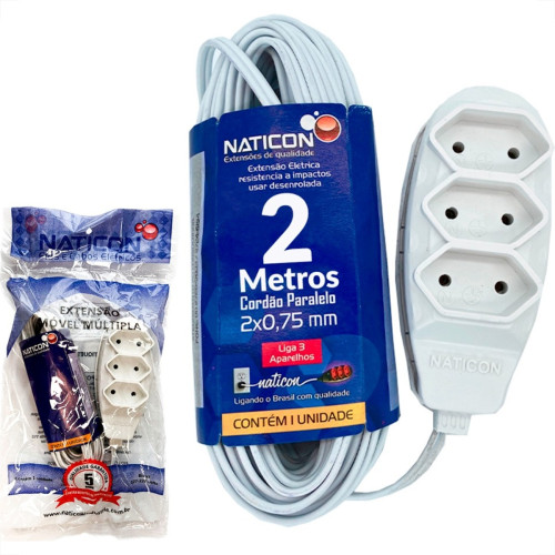 Extensao Naticon Paralela 2 Polos 0,75Mm Branca - 2M Extensao Naticon Paralela 2 Polos 0,75Mm Branca - 2M