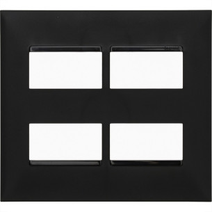 Placa Pial Plus+ Preta 4X4 - 2 Modulos + 2 Modulos Separados - 618514Pt