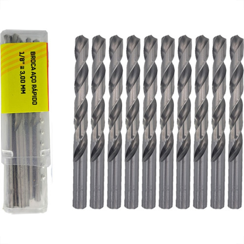 Broca Aco Rapido Thompson 3,0Mm-1/8'' - 1323 - Kit C/10 Pecas Broca Aco Rapido Thompson 3,0Mm-1/8'' - 1323 - Kit C/10 Pecas