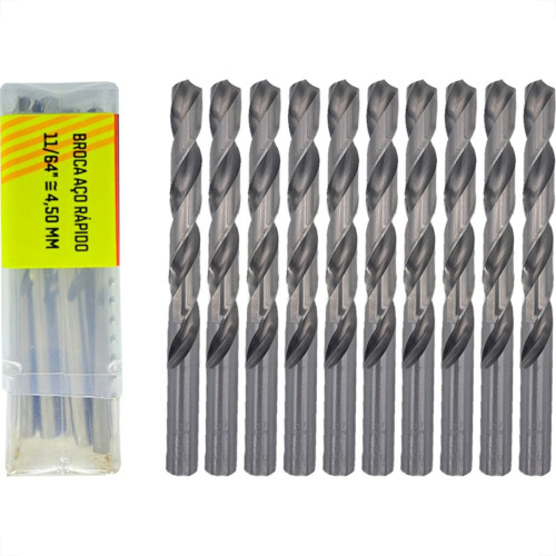 Broca Aco Rapido Thompson 4,5Mm-11/64'' - 1326 - Kit C/10 Pecas Broca Aco Rapido Thompson 4,5Mm-11/64'' - 1326 - Kit C/10 Pecas
