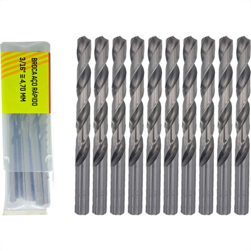 Broca Aco Rapido Thompson 4,7Mm-3/16'' - 1327 - Kit C/10 Pecas Broca Aco Rapido Thompson 4,7Mm-3/16'' - 1327 - Kit C/10 Pecas