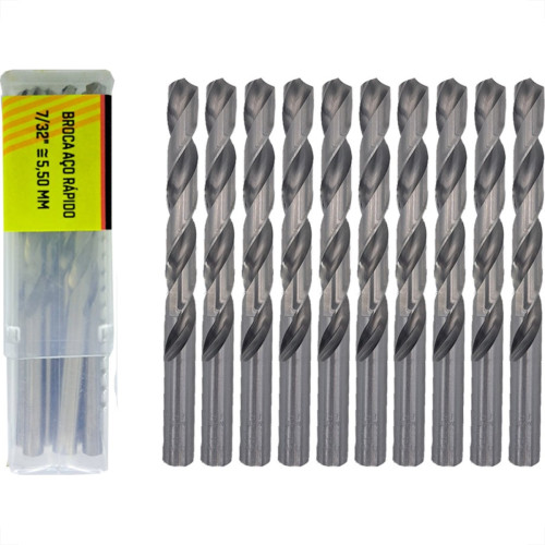 Broca Aco Rapido Thompson 5,5Mm-7/32'' - 1329 - Kit C/10 Pecas Broca Aco Rapido Thompson 5,5Mm-7/32'' - 1329 - Kit C/10 Pecas