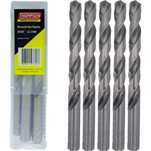 Broca Aco Rapido Thompson 11,5Mm-7/16'' - 1341 - Kit C/5 Pecas Broca Aco Rapido Thompson 11,5Mm-7/16'' - 1341 - Kit C/5 Pecas