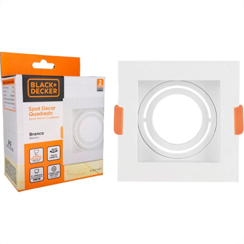Spot Para Lampada Dicroica Black+Decker Decor Quadrado Mr16 Branco - Bds3-0007 Spot Para Lampada Dicroica Black+Decker Decor Quadrado Mr16 Branco - Bds3-0007