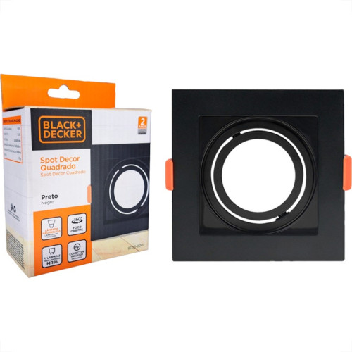 Spot Para Lampada Dicroica Black+Decker Decor Quadrado Mr16 Preto - Bds3-0007 Spot Para Lampada Dicroica Black+Decker Decor Quadrado Mr16 Preto - Bds3-0007