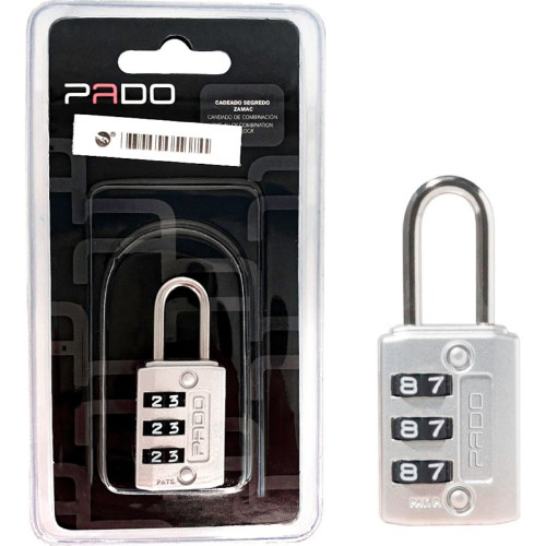 Cadeado Para Mala Pado 3 Segredos Zamac 25Mm Prata - 52021864 Cadeado Para Mala Pado 3 Segredos Zamac 25Mm Prata - 52021864