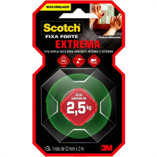 Fita Dupla Face 3M Fixa Forte Extrema Ambiente Interno/Externo 12Mm X 2M - 2,5Kg