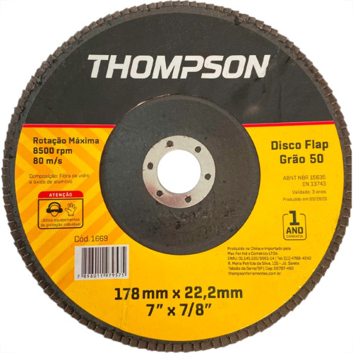 Disco Flap Thompson 7'' - Grao 50 Disco Flap Thompson 7'' - Grao 50