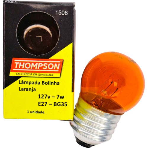 Lampada Bolinha Thompson 7Wx127V Laranja - Kit C/10 Pecas Lampada Bolinha Thompson 7Wx127V Laranja - Kit C/10 Pecas