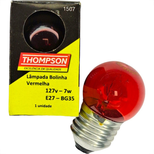 Lampada Bolinha Thompson 7Wx127V Vermelho - Kit C/10 Pecas Lampada Bolinha Thompson 7Wx127V Vermelho - Kit C/10 Pecas