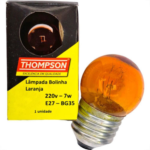 Lampada Bolinha Thompson 7Wx220V Laranja - Kit C/10 Pecas Lampada Bolinha Thompson 7Wx220V Laranja - Kit C/10 Pecas