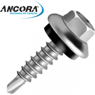 Parafuso Auto Brocante Sextavado Com Arruela Fixa Ancora 4,2 X 16Mm - Kit C/5 Cartelas