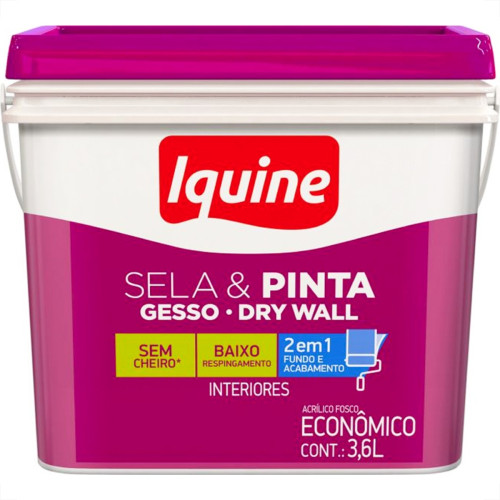 Tinta Acrilica Iquine Sela E Pinta Para Gesso E Drywall Branco Neve 3,6L Tinta Acrilica Iquine Sela E Pinta Para Gesso E Drywall Branco Neve 3,6L