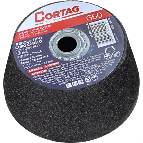 Rebolo Cortag Conico 75Mm X 50Mm Rosca M14 - G-60 - 62112 Rebolo Cortag Conico 75Mm X 50Mm Rosca M14 - G-60 - 62112