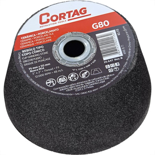Rebolo Cortag Conico 75Mm X 50Mm Rosca M14 - G-80 - 62113 Rebolo Cortag Conico 75Mm X 50Mm Rosca M14 - G-80 - 62113