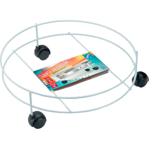 Suporte Multiuso Para Botijao/Vaso/Galao Com Rodizio Arthi Branco - 2040 Suporte Multiuso Para Botijao/Vaso/Galao Com Rodizio Arthi Branco - 2040