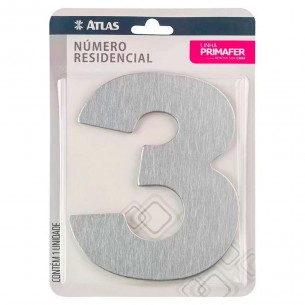 Numero Residencial Atlas Escovado 6Cm Nº 3