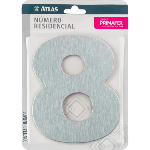 Numero Residencial Atlas Escovado 6Cm Nº 8