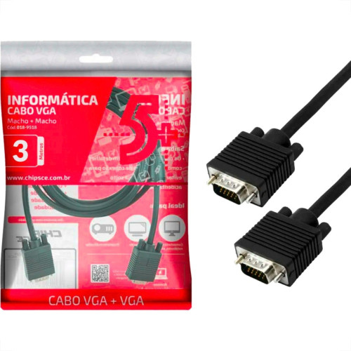 Cabo Audio/Video Pix Vga 3M Preto - 018-9518 Cabo Audio/Video Pix Vga 3M Preto - 018-9518