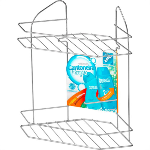 Cantoneira Porta Shampoo Dupla Arthi Cromada - 1137 Cantoneira Porta Shampoo Dupla Arthi Cromada - 1137