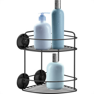 Cantoneira Porta Shampoo Dupla Arthi Com Fixacao Adesiva 2,8Kg Preta - 3433