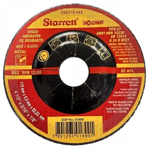 Disco Desbaste Starrett - 4.1/2''X3/16''X7/8'' - Dad115-54X . / Kit C/ 6 Peca