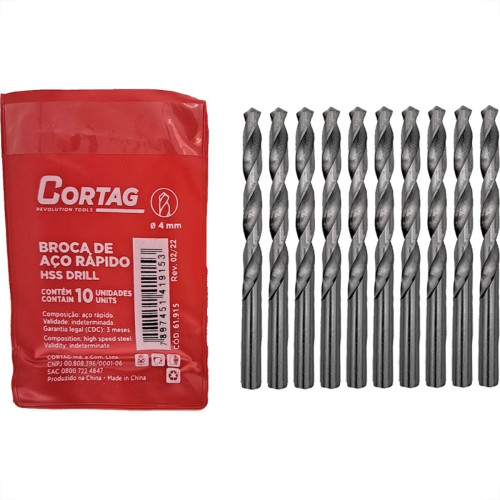 Broca Aco Rapido Cortag 4,0Mm - 61915 - Kit C/10 Pecas Broca Aco Rapido Cortag 4,0Mm - 61915 - Kit C/10 Pecas