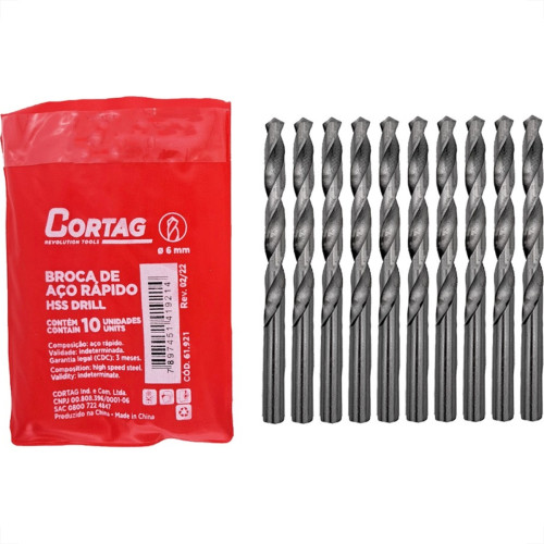 Broca Aco Rapido Cortag 6,0Mm - 61921 - Kit C/10 Pecas Broca Aco Rapido Cortag 6,0Mm - 61921 - Kit C/10 Pecas