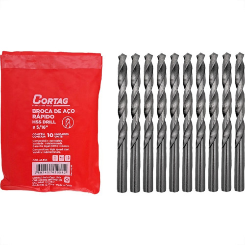 Broca Aco Rapido Cortag 5/16'' - 61954 - Kit C/10 Pecas Broca Aco Rapido Cortag 5/16'' - 61954 - Kit C/10 Pecas