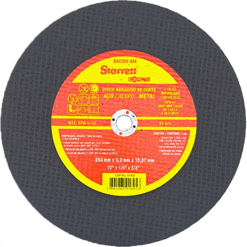 Disco Corte Ferro Starrett 10''X1/8''X5/8'' - Kit C/6 Pecas Disco Corte Ferro Starrett 10''X1/8''X5/8'' - Kit C/6 Pecas