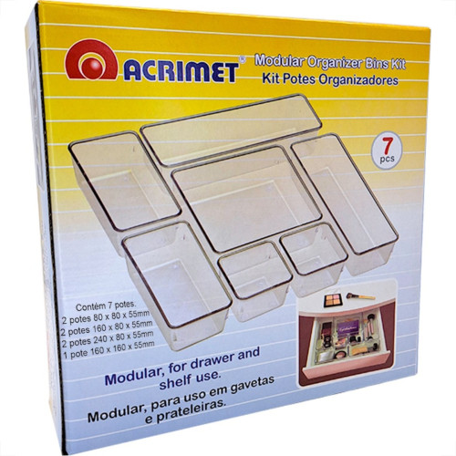 Organizador Acrimet Para Gaveta Kit Com 7 Pecas Tamanhos Diversos Organizador Acrimet Para Gaveta Kit Com 7 Pecas Tamanhos Diversos