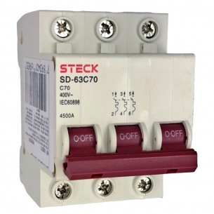 Disjuntor Steck ''Din'' Tripolar 70A. C
